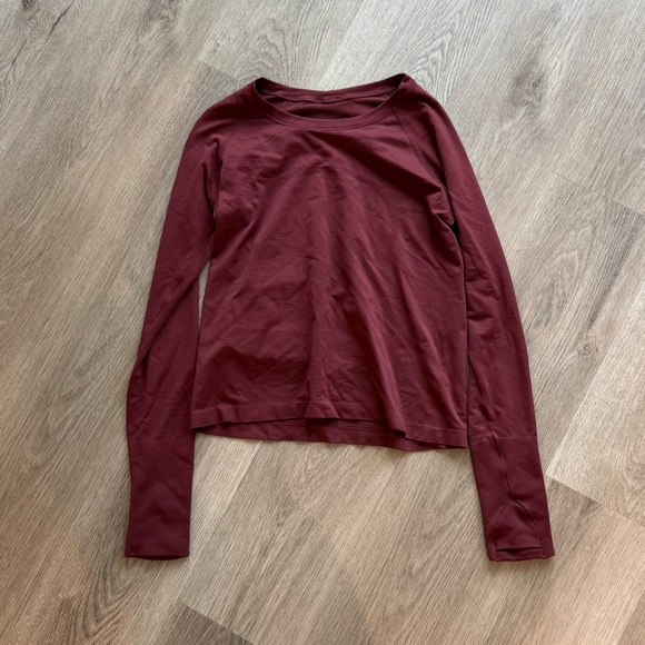 lululemon athletica Tops - NWOT Lululemon Swiftly Tech Long Sleeve, Sz 10, Red Merlot - EXCELLENT CONDITION